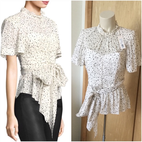 Rebecca Taylor Tops - Rebecca Short-Sleeve Tie-Waist Star-Print Blouse
